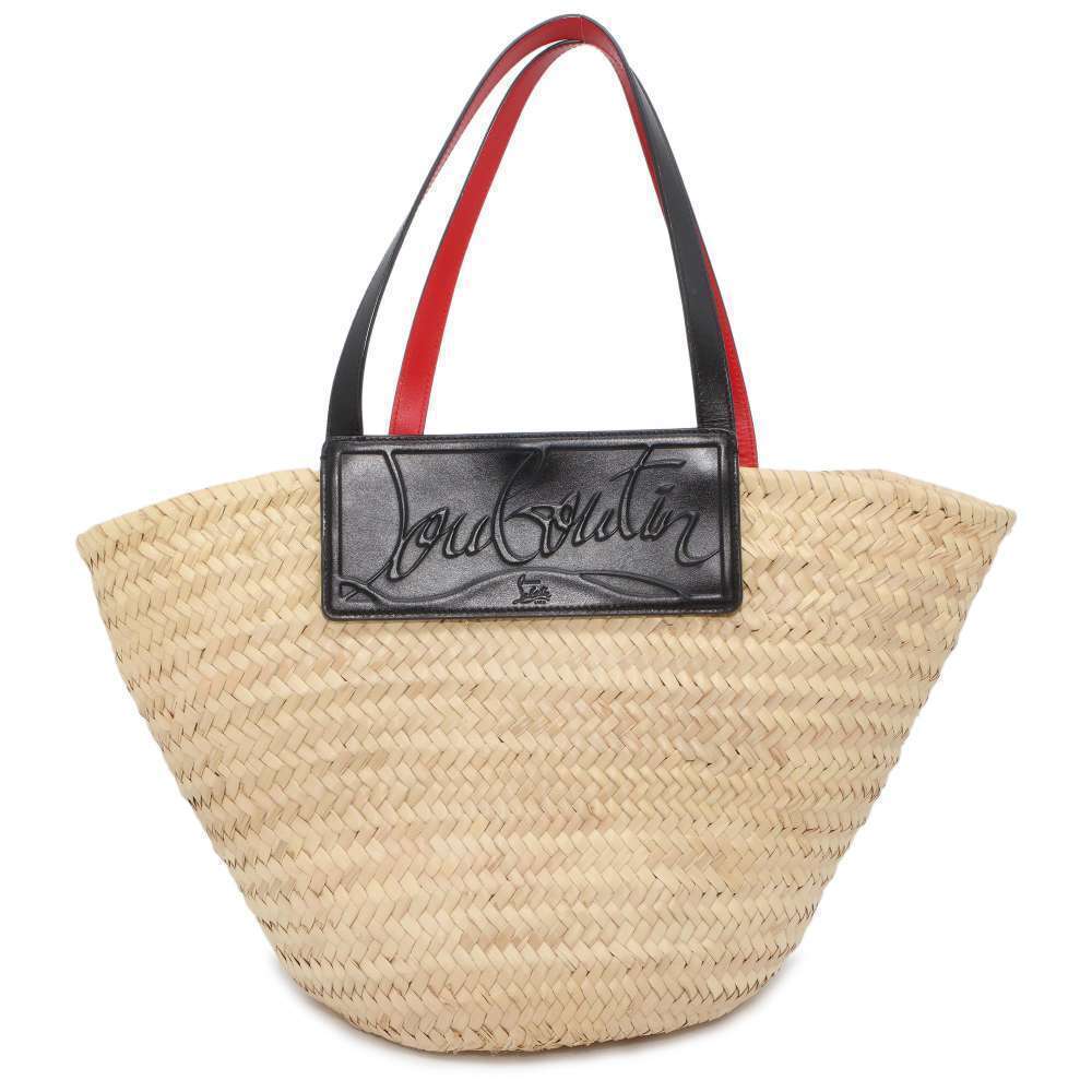 Christian Louboutin Handbag Rubisour raffia leather basket bag black